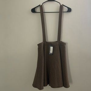 Nastygal Brown Houndstooth Suspender Skirt